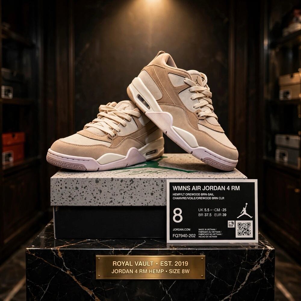 Size 8W - Jordan 4 RM Hemp Light Orewood Sail FQ7940-202 OG Box Women's